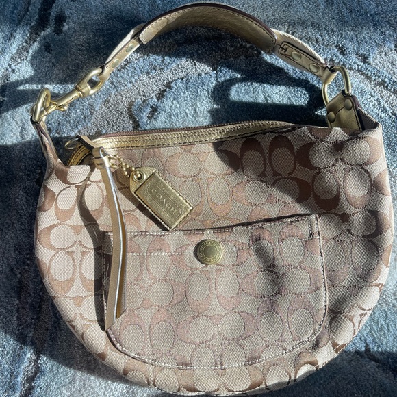 Coach Beige Signature Hobo - Picture 7 of 10